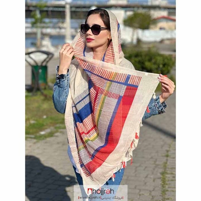 خرید و قیمت شال نخی طرح دار وارداتی کد KM26 از حجره