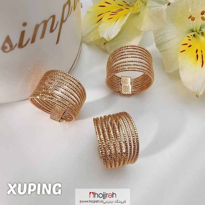 خرید و قیمت انگشتر 9 لاین برند ژوپینگ XUPING آبکاری طلا کد D637 از حجره