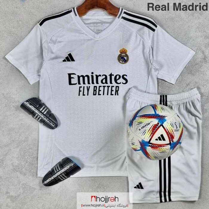 خرید و قیمت بلوز و شورت تیم رئال مادرید Real Madrid CF( کیت جدید ) کد VM1392 از حجره