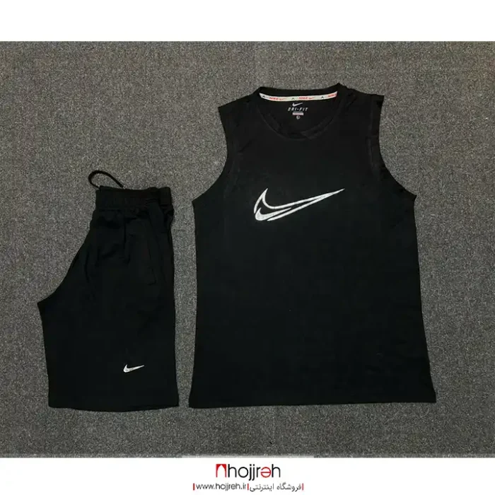 خرید و قیمت ست تاپ و شلوارک‌ کامپیوتری‌ نایک NIKE مشکی کد VM1605 ازحجره