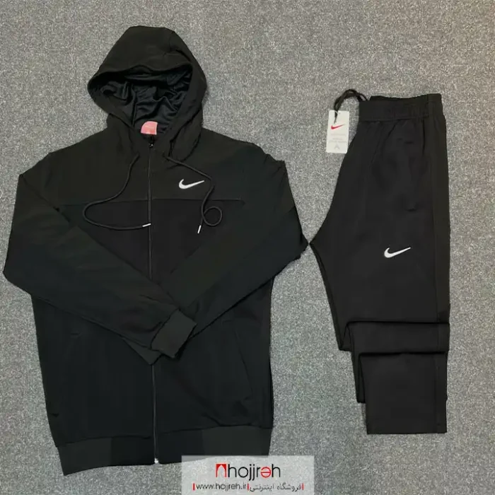 خرید و قیمت ست گرمکن و شلوار نایک NIKE کلاه دار مشکی کد VM1623 از حجره