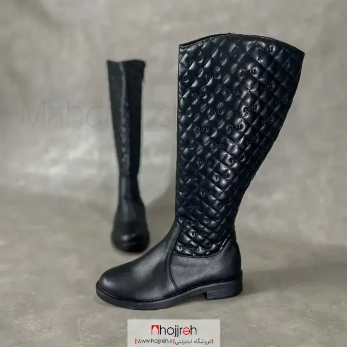 خرید و قیمت بوت بلند طرح دار مشکی کد MH1007 از حجره
