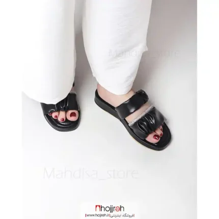 خرید و قیمت صندل چرم طرح ژاله مشکی کد MH1104 از حجره