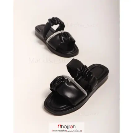 خرید و قیمت صندل چرم طرح ژاله مشکی کد MH1104 از حجره