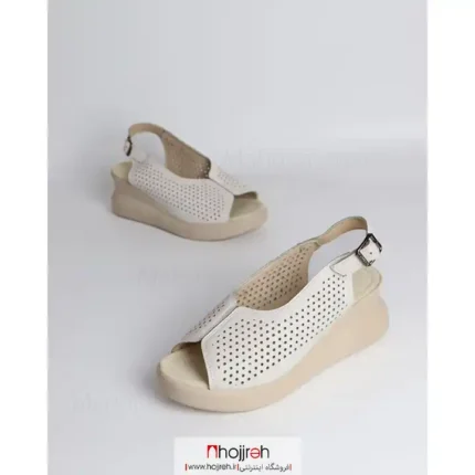 خرید و قیمت صندل لژ دار طبی زنانه طرح سوزنی کرم کد MH1121 از حجره