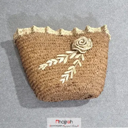 خرید و قیمت ساک حصیری سایز بزرگ قهوه ای گل دار کد SNV157 از حجره