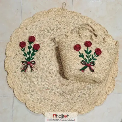 قیمت و خرید ست ساک و سفره حصیری گل دار کد SNV168 از حجره