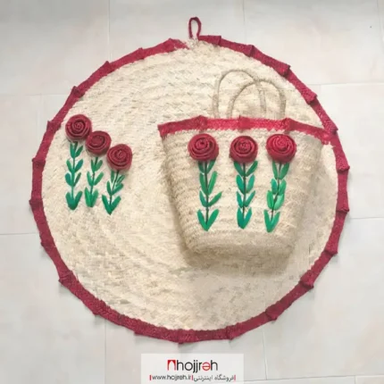 قیمت و خرید ست ساک و سفره حصیری گل دار کد SNV179 از حجره