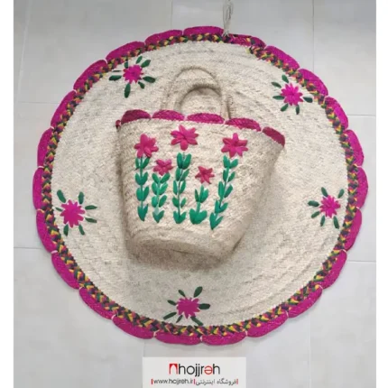 قیمت و خرید ست ساک و سفره حصیری گل دار کد SNV181 از حجره